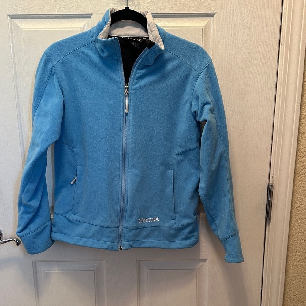 Marmot Light Blue Fleece Windstopper Jacket Size Medium Zippered Pockets